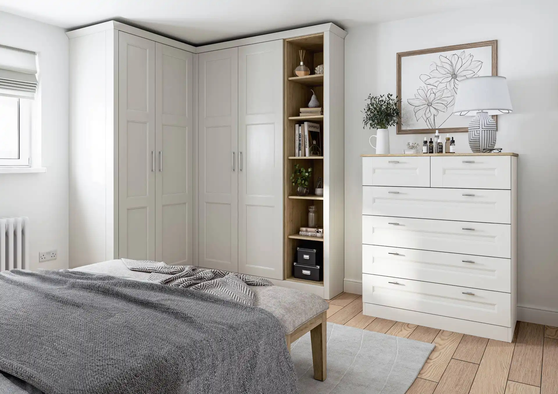 Belsay Beaded Bedroom in Dove Grey