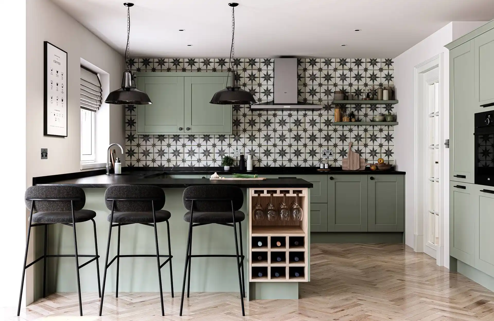 Belsay Smooth Kitchen in Reed Green