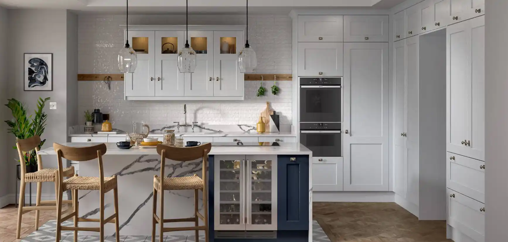 Mornington Shaker Kitchen in Ives Blue & Inkwell