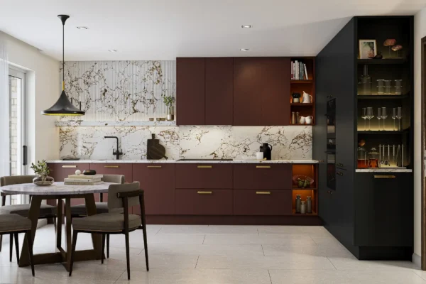 Unity Kitchen in Onyx Nero and Bordeaux