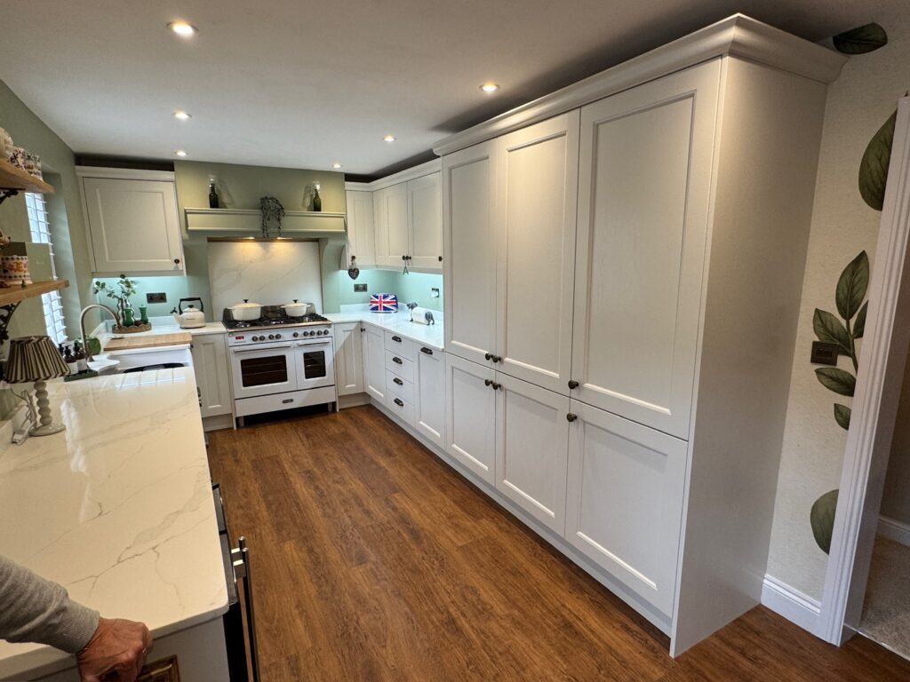 A bespoke shaker kitchen with quartz worktops
